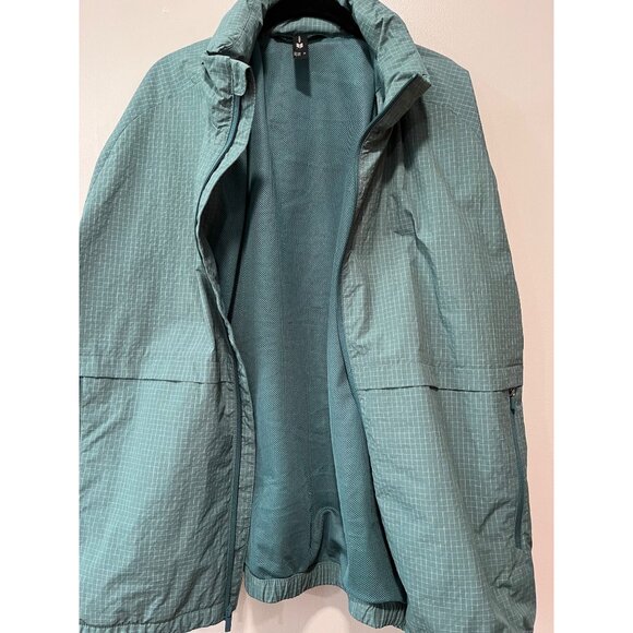 All In‎ Motion Mens  Grid Pattern Windproof Jacket L Size Zippered Pockets Teal - Picture 6 of 8